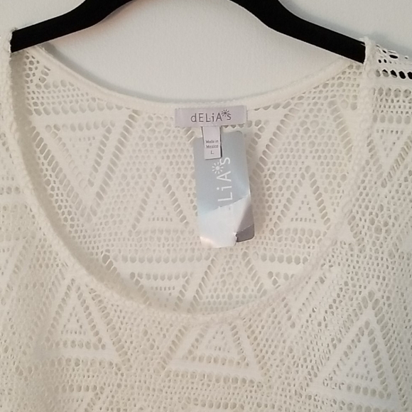 Delia's White Open Weave Crop Top in Size Large - Picture 3 of 10